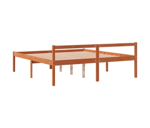 Cama para mayores madera maciza de pino marrón cera 160x200 cm