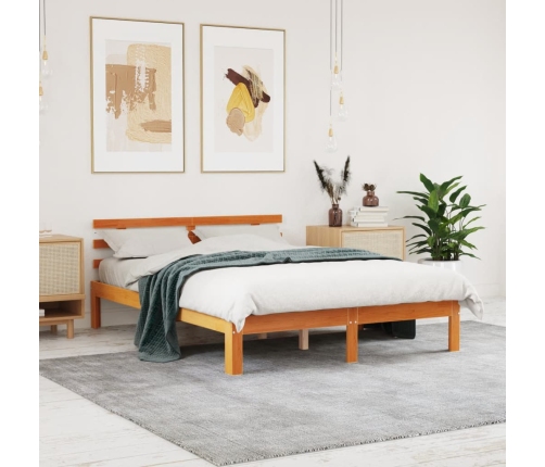 Estructura de cama sin colchón madera maciza marrón 120x190 cm