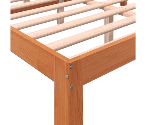 Cama sin colchón madera maciza de pino marrón cera 140x190 cm