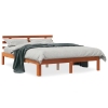 Cama sin colchón madera maciza de pino marrón cera 140x190 cm