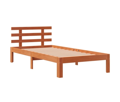 Cama sin colchón madera maciza de pino marrón cera 100x200 cm