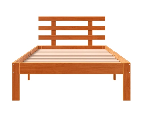 Cama sin colchón madera maciza de pino marrón cera 100x200 cm