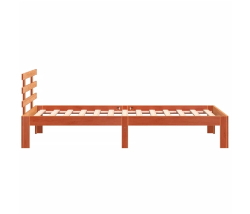 Cama sin colchón madera maciza de pino marrón cera 100x200 cm