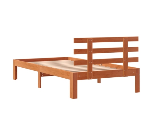 Cama sin colchón madera maciza de pino marrón cera 100x200 cm