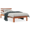 Cama sin colchón madera maciza de pino marrón cera 100x200 cm