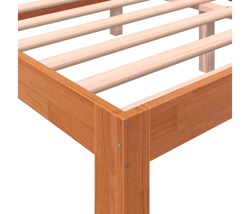 Cama sin colchón madera maciza pino marrón cera 150x200 cm