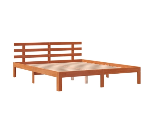 Cama sin colchón madera maciza de pino marrón cera 180x200 cm