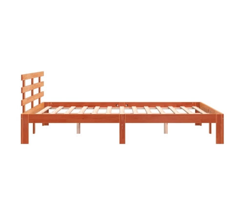 Cama sin colchón madera maciza de pino marrón cera 180x200 cm