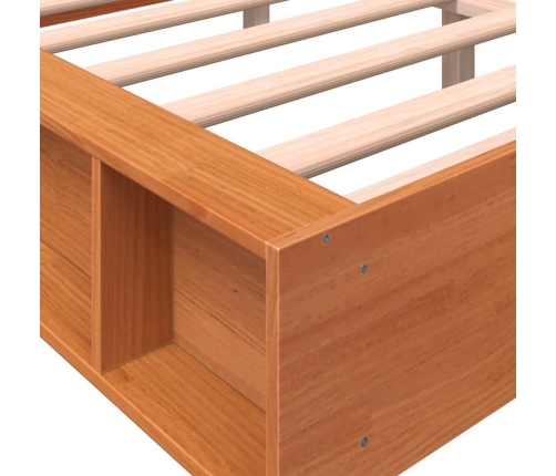 Cama sin colchón madera maciza de pino marrón cera 120x200 cm