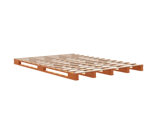 vidaXL Cama de palets madera maciza de pino marrón cera 140x200 cm