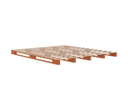 Cama de palets madera maciza de pino marrón cera 180x200 cm