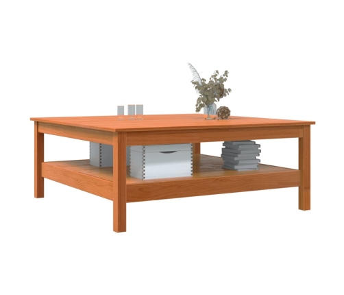 Mesa de centro madera maciza de pino marrón cera 100x100x40 cm