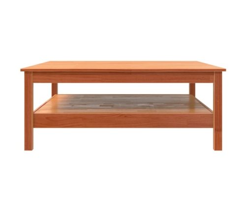 Mesa de centro madera maciza de pino marrón cera 100x100x40 cm