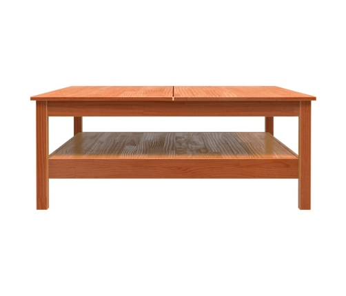 Mesa de centro madera maciza de pino marrón cera 100x100x40 cm