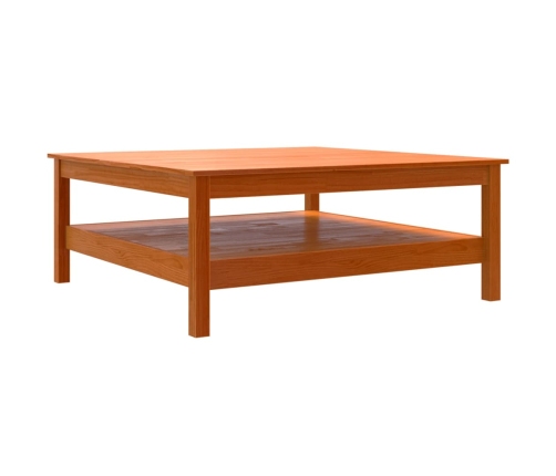 Mesa de centro madera maciza de pino marrón cera 100x100x40 cm