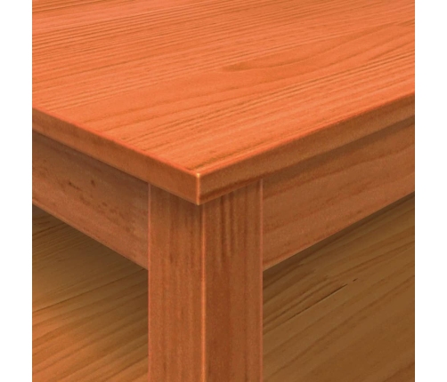 Mesa de centro madera maciza de pino marrón cera 100x100x40 cm