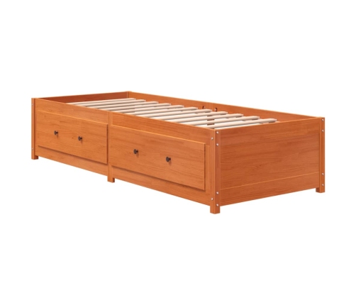 Sofá cama sin colchón madera maciza pino marrón cera 80x200 cm