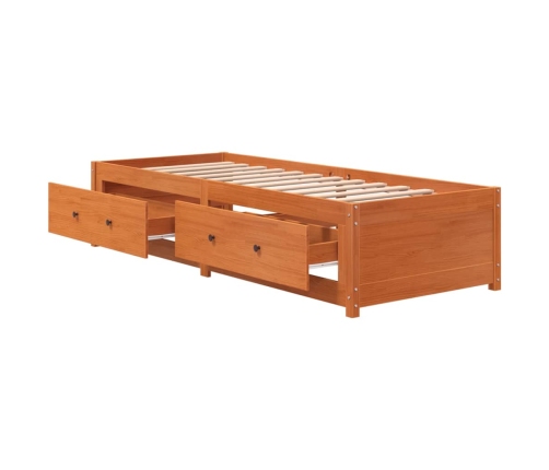 Sofá cama sin colchón madera maciza pino marrón cera 80x200 cm