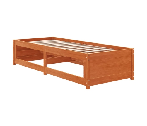 Sofá cama sin colchón madera maciza pino marrón cera 80x200 cm