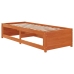 Sofá cama de madera maciza de pino marrón cera 90x200 cm