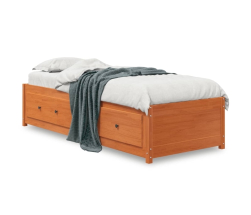 Sofá cama de madera maciza de pino marrón cera 90x200 cm