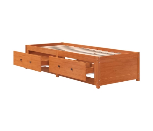 Sofá cama sin colchón madera maciza pino marrón cera 90x190 cm