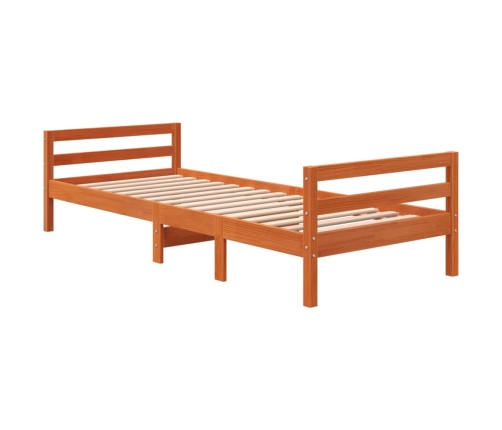 Cama sin colchón madera maciza pino marrón cera 80x200 cm