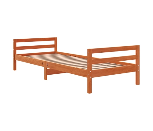 Cama sin colchón madera maciza pino marrón cera 80x200 cm