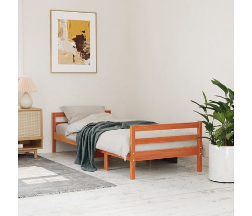 Estructura de cama sin colchón madera maciza marrón 90x190 cm