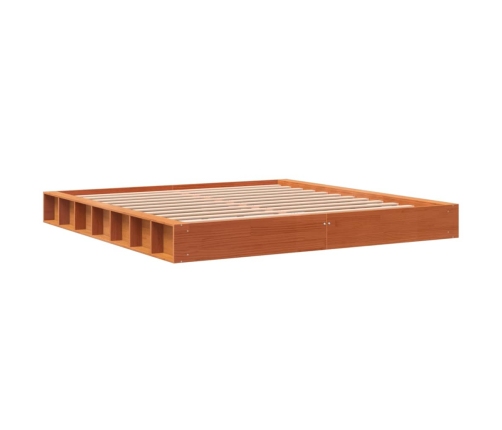 Estructura de cama madera maciza pino marrón cera 180x200 cm