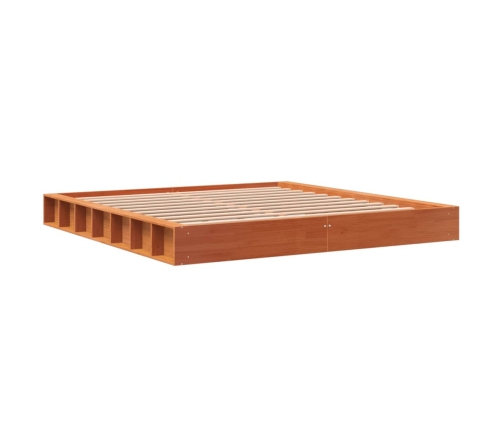 Estructura de cama madera maciza pino marrón cera 180x200 cm