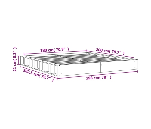 Estructura de cama madera maciza pino marrón cera 180x200 cm