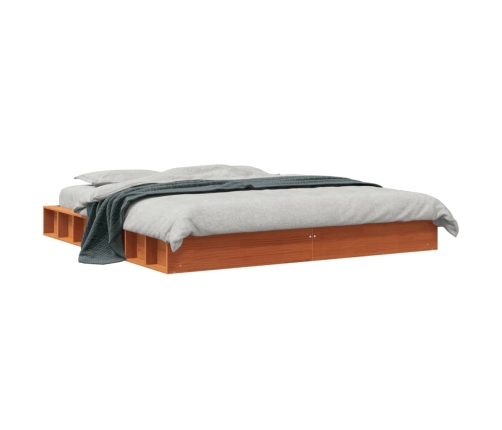 Estructura de cama madera maciza pino marrón cera 180x200 cm