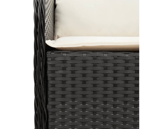 Set comedor de jardín 3 pzas con cojines ratán sintético negro