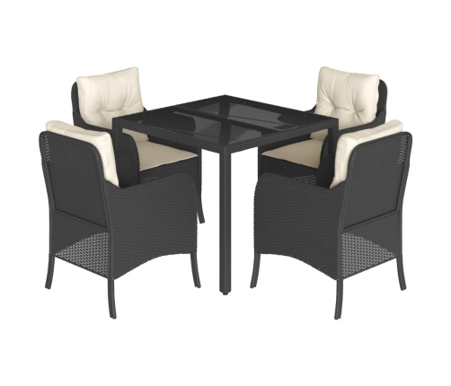 Set de muebles jardín 5 pzas con cojines ratán sintético negro