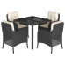Set de muebles jardín 5 pzas con cojines ratán sintético negro