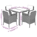 Set de muebles jardín 5 pzas con cojines ratán sintético negro