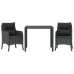 Set comedor de jardín 3 pzas con cojines ratán sintético negro