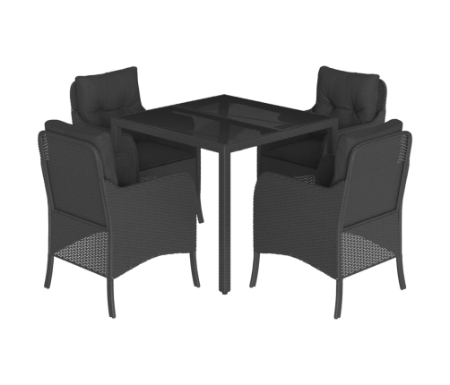 Set de muebles jardín 5 pzas con cojines ratán sintético negro