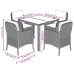 Set de muebles jardín 5 pzas con cojines ratán sintético negro
