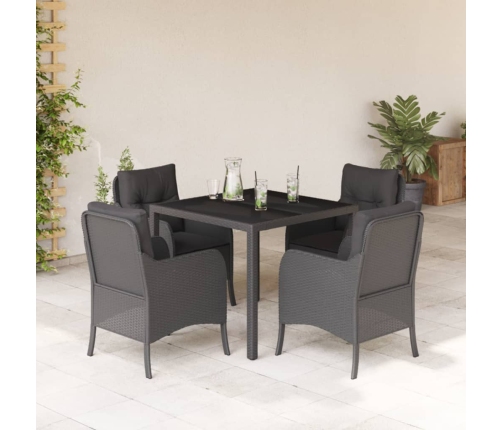 Set de muebles jardín 5 pzas con cojines ratán sintético negro