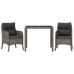 Set comedor de jardín 3 piezas con cojines ratán sintético gris