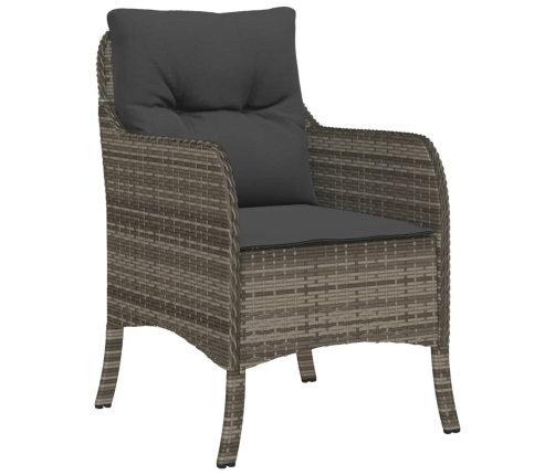 Set comedor de jardín 3 piezas con cojines ratán sintético gris
