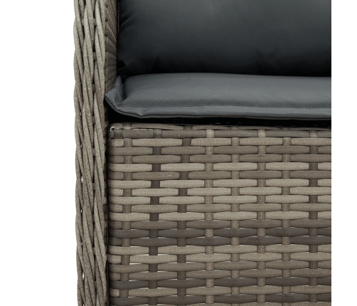 Set comedor de jardín 3 piezas con cojines ratán sintético gris