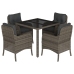 Set comedor de jardín 5 piezas con cojines ratán sintético gris