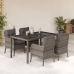 Set comedor de jardín 5 piezas con cojines ratán sintético gris