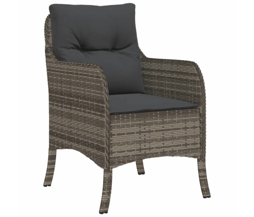 Set comedor de jardín 5 piezas con cojines ratán sintético gris