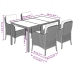 Set comedor de jardín 5 piezas con cojines ratán sintético gris