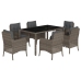 Set comedor jardín 7 pzas y cojines ratán sintético gris
