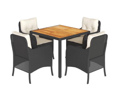 Set de muebles jardín 5 pzas con cojines ratán sintético negro